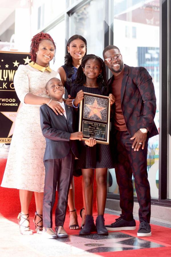 Torrei, Hendrix, Eniko, Heaven and Kevin Hart are photographed as the comedian is ho<em></em>nored with a star on the Hollywood Walk of Fame on Oct. 10, 2016, in Los Angeles.
