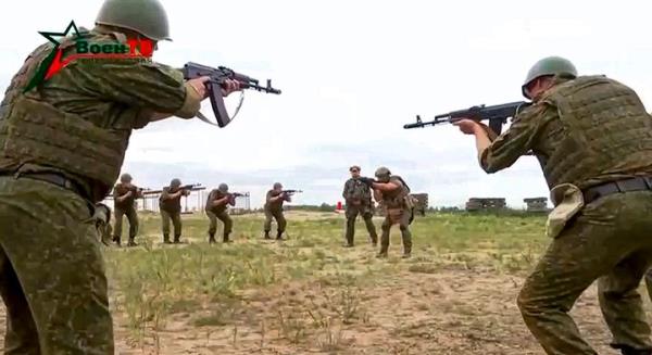 In this photo taken from video released by Belarusian Defense Ministry via VoenTV on Friday, July 14, 2023, Belarusian soldiers attend a training by mercenary fighters from Wagner private military company near Tsel village, a<em></em>bout 90 kilometers (a<em></em>bout 55 miles) southeast of Minsk, Belarus. The private military co<em></em>ntractor has sent forces to Syria, Ukraine and several African countries but its future is uncertain following the presumed death of its head, Yevgeny Prigozhin. (Belarusian Defense Ministry via VoenTV via AP, File)