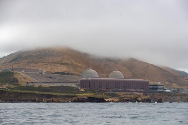 View from offshore Pacific Gas and Electric's Diablo Canyon Power Plant, the o<em></em>nly operating nuclear powered plant in California. The plant had been scheduled to be the next traditio<em></em>nal nuclear station shut down in the U.S., but was saved as part of a frantic effort by U.S. officials to prevent more atomic plant closures, which have led to an increase in fossil fuel use and blackouts virtually everywhere.