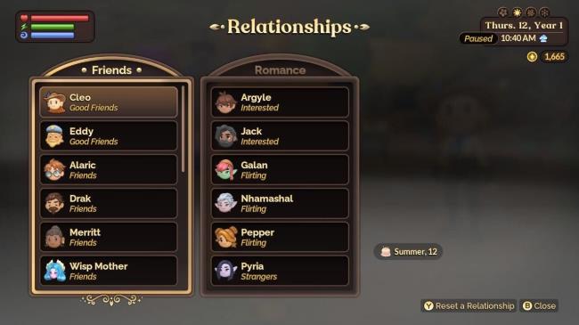 the relatio<em></em>nships tab in fae farm friendship guide