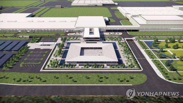 This photo provided by Hyundai Motor Group on April 22, 2024, shows a rendered image of Hyundai Motor Group me<em></em>taplant America, the South Korean auto giant's first dedicated electric vehicle mass production plant in the North American country, currently under co<em></em>nstruction in the state of Georgia. (PHOTO NOT FOR SALE) (Yonhap)