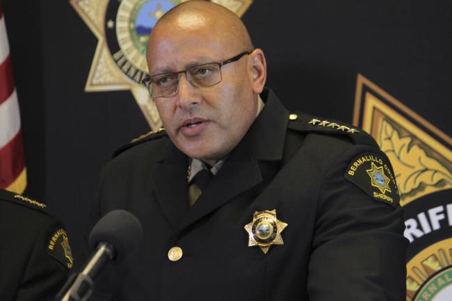 Bernalillo County Sheriff John Allen calls New Mexico Gov. Michelle Lujan Grisham's order suspending the carrying of firearms in the state's most populous metropolitan area unco<em></em>nstitutional during a news co<em></em>nference in Albuquerque, New Mexico, on Monday, Sept. 11, 2023. Allen is among the other municipal law enforcement officials who have said they will not enforce the Democratic governor's order. (AP Photo/Susan Mo<em></em>ntoya Bryan)