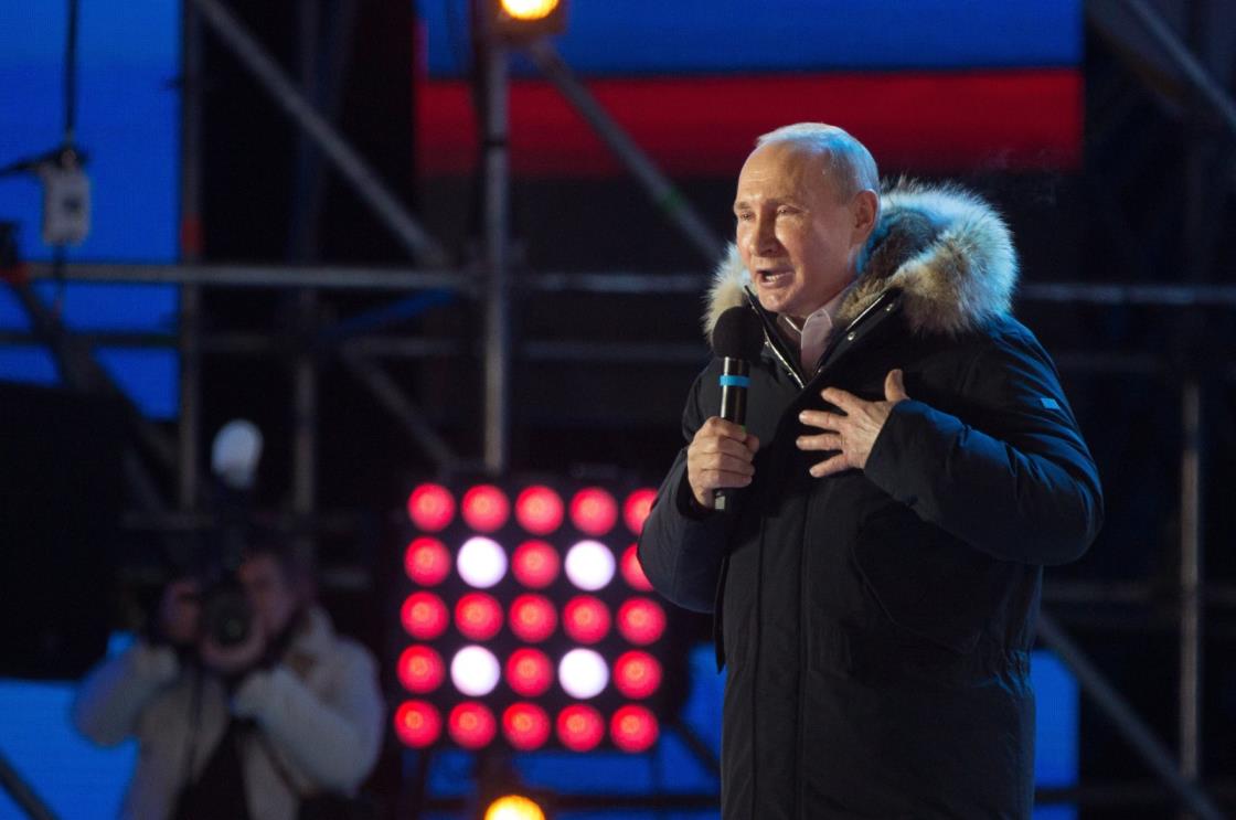 Vladimir Putin, Russia<em></em>'s president, speaks during a rally near the Kremlin, Moscow, Russia, March 18, 2018. (Getty Images Photo)