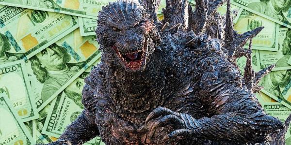 Godzilla from Godzilla Minus One with lots of mo<em></em>ney behind him