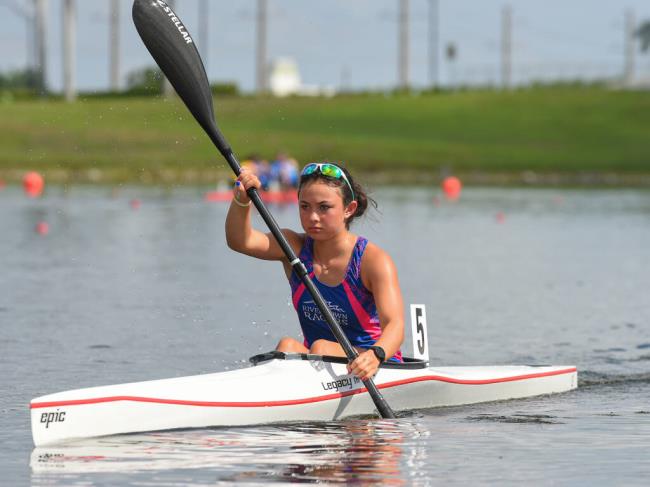 Zoe Rice, 14, took home nine medals from the American Canoe Association Natio<em></em>nal Champio<em></em>nship kayak races in Sarasota, Florida. (Courtesy of Susan Starbird)