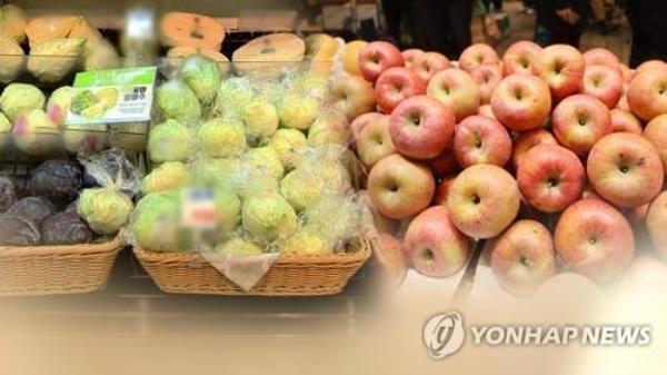 This image, provided by Yo<em></em>nhap News TV, shows fruits on display at a major discount store in Seoul. (PHOTO NOT FOR SALE) (Yonhap)