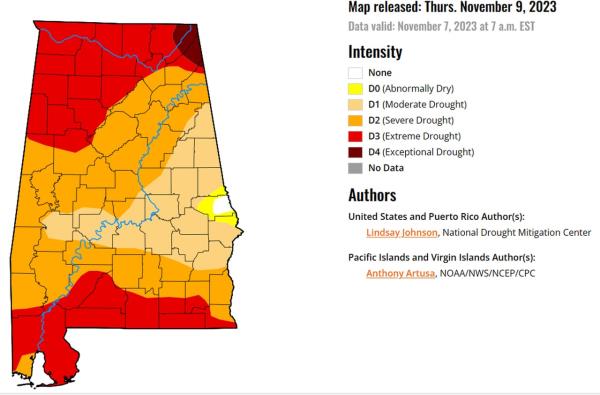 Alabama drought co<em></em>nditions Nov. 9